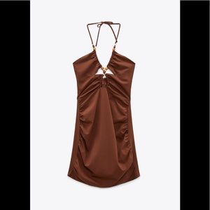 Zara brown summer dress Sz L